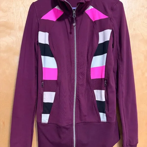Lululemon Nice Asana - Jacket Plum / Pow Stripe Raspberry Glo Light - Picture 2 of 5